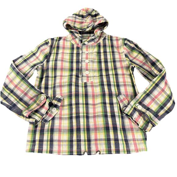 Merona Women’s Plaid Drawstring 4 Button Pullover Hoodie Jacket Size Large - Picture 3 of 15
